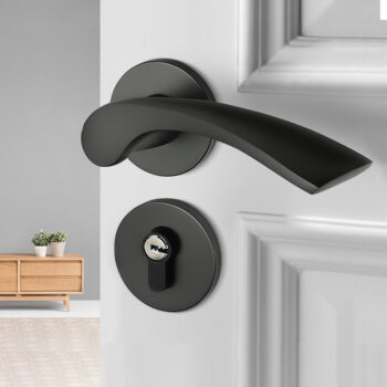 black door handle with lock FT886